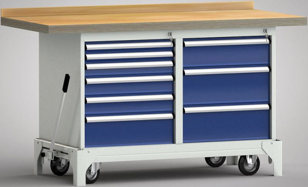 KLW mobiele standaard werkbank - 1500 x 700 x 866 mm L x B x H, WS782N-1500M40-E7026