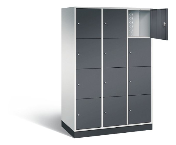 C+P XL lockerkast Intro, H1950xW1220xD590mm, kleur: lichtgrijs / zwartgrijs, 8470-303 S10086
