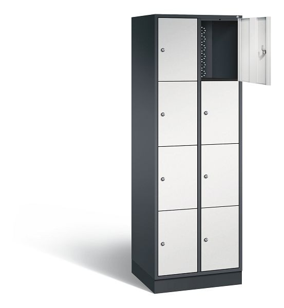 C+P lockerkast Intro, H1950xB620xD490mm, kleur: zwartgrijs/lichtgrijs, 8470-201 S10170