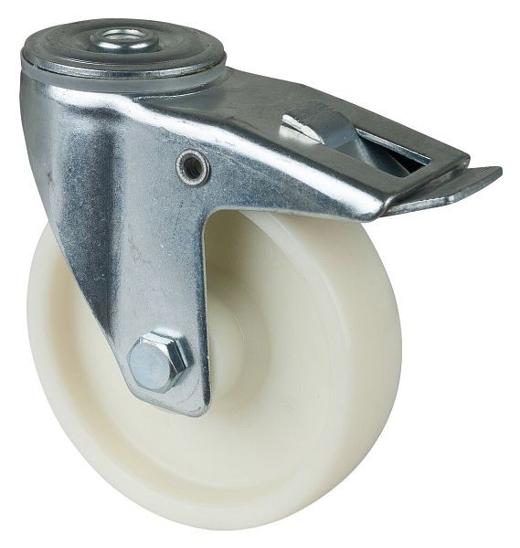 BS-rollen transportrol met rem, breedte 37,5 mm, Ø125 mm, tot 150 kg, loopvlak/wiellichaam kunststof, rollager, VE = 2 stuks, L121.B10.125