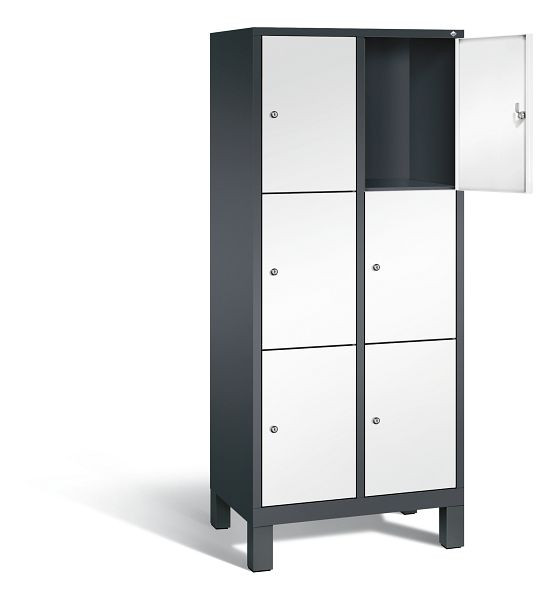 C+P lockerkast Evolo, H1850xW810xD500mm, kleur: zwartgrijs / verkeerswit, 48010-223 S10132