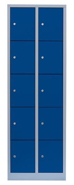 Lüllmann stalen compartimentenkast, 1800 x 600 x 500 mm, lichtgrijs/gentiaanblauw, 520521