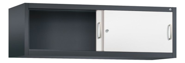 C+P bovenkast Acurado, H500xB1600xD500mm, kleur: zwartgrijs / verkeerswit, beugelgreep, 1 niveau, 2154-00 S10097