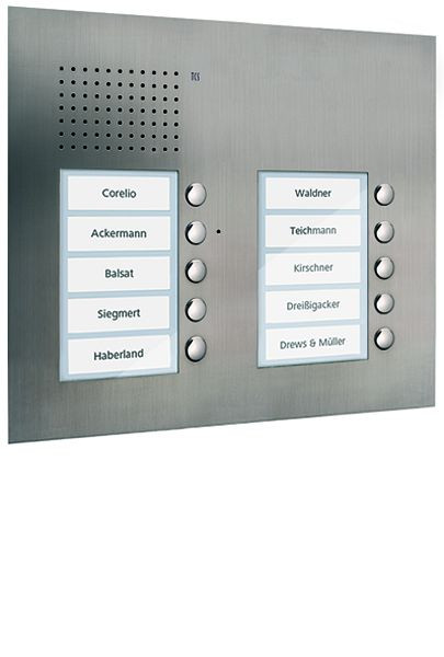 TCS audio buitenstation serie PUK 10 belknoppen (rechts uitgelijnd), 2 kolommen, UP RVS, PUK10/2-ES