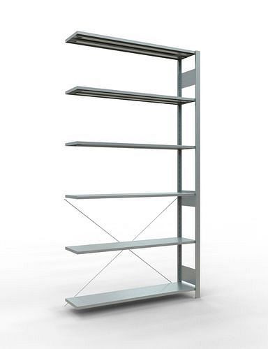 Schulte legbordstelling, aanbouwpaneel, 6 opbergniveaus, kruisschoor, vakbelasting 150 kg, 1306 x 336 x 2500 mm, 278710