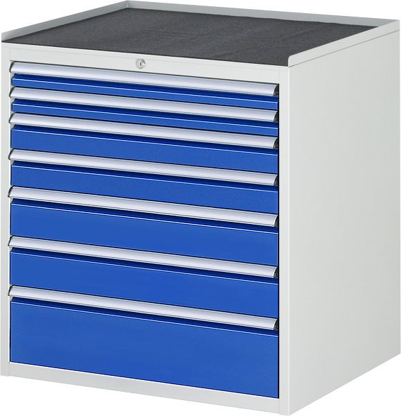 RAU ladekast serie 7000, metalen onderstel, 7 x lade maat XL 2xH60, 2xH90, 2xH120, 1xH180 mm, 770x825x650 mm, 03-XL5.0A-MT.11