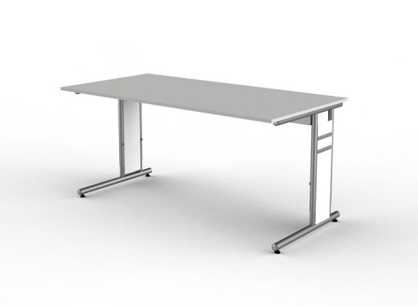 Kerkmann bureau met C-pootframe, vorm 4, B 1600 x D 800 x H 680-820 mm, lichtgrijs, 11410611