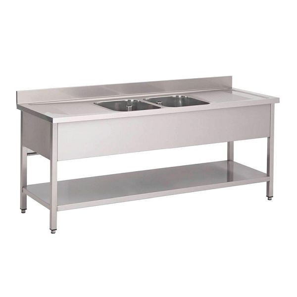 Gastro M dubbele spoelbak in het midden 200cm lang, GN204