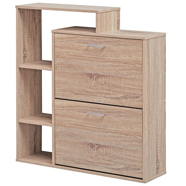 Wohnling Moderne schoenenkantelaar SAMO hout 2 vakken Sonoma eiken 12 paar schoenen met plank, WL1.793