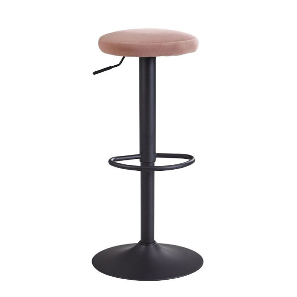 Wohnling barkruk fluweel roze kruk zonder rugleuning 58 - 79 cm, stof / metaal 100 kg, WL6.197