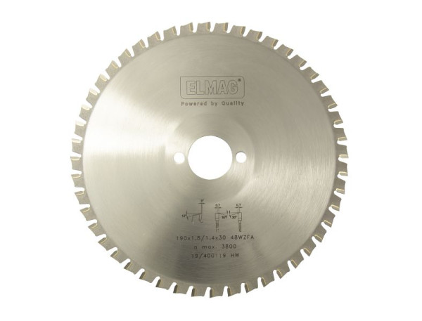 ELMAG HM cirkelzaagblad Dry-Cutter RVS, 190x1,8/1,4x30/20 48 tanden voor pijpzagen, 78341