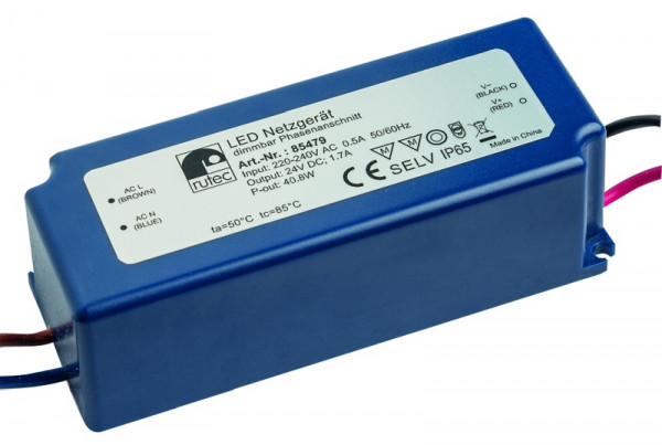 rutec Projekt LED voeding 24V 40,8W IP65, dimbare faseaansnijding, PHE479
