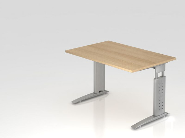 Hammerbacher bureau C-poot 120x80cm eiken/zilver, werkhoogte 68-86 cm verstelbaar, VUS12/E/S