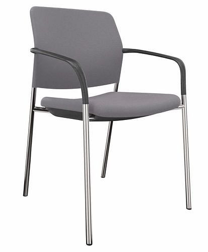 DENIOS bezoekersstoel Cay, vierpoots, armleuning, stapelbaar, grijs, 292440