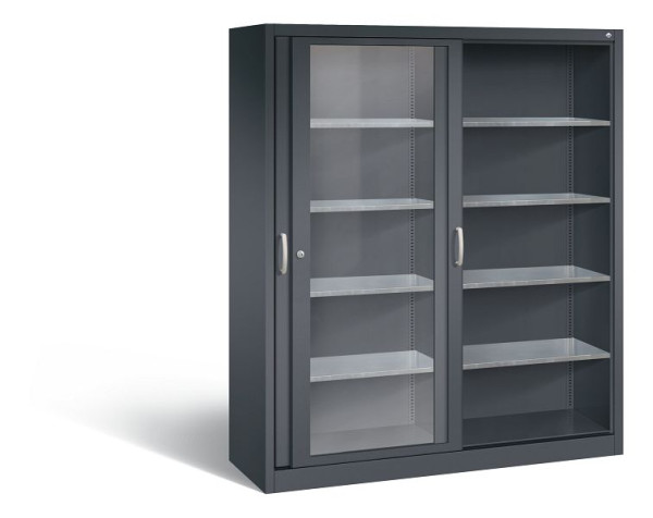 C+P schuifdeurkast Acurado, H1950xB1600xD500mm, kleur: zwart-grijs, beugelgreep, 2159-055 S10046