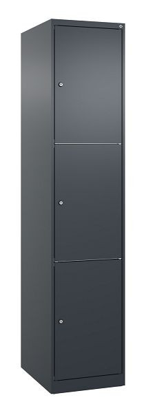 C+P Schließfachschrank Classic PLUS, 1850x400x500mm, 7016/7016, mit 3 Fächern, 080000-123 S10010