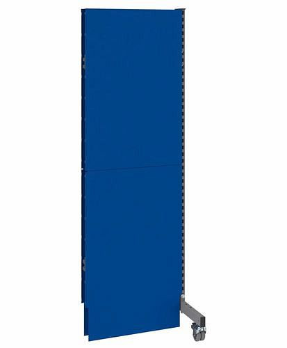 DENIOS mobiele akoestische scheidingswand, opzetpaneel, B 625, H 2000 mm, tweezijdige akoestische geperforeerde plaat, grijs/blauw, 293117