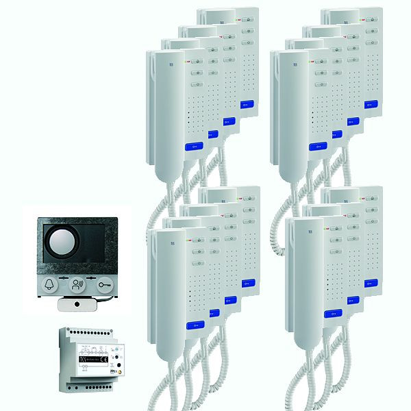 TCS audio:pack installatie voor 15 wooneenheden, met ingebouwde luidspreker ASI12000 + 15 x deurtelefoon ISH3030 + besturingsapparaat BVS20, PAIH150/004