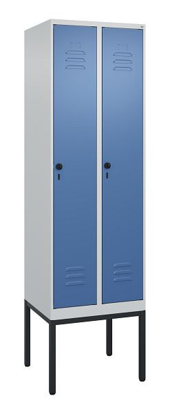 C+P luierkluis Classic PLUS met middenwand, frame, 2 vakken, 2120x600x500mm, 7035/5023, veiligheidsdraaigrendel, 0800307-20F S10005