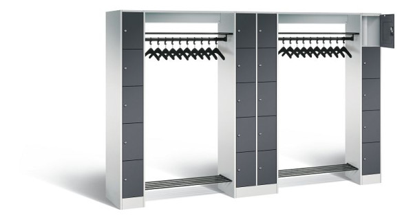 C+P open kledingkast serie 8070, H1950xW2840xD480mm, kleur: lichtgrijs / zwartgrijs, 80730-20 S10024