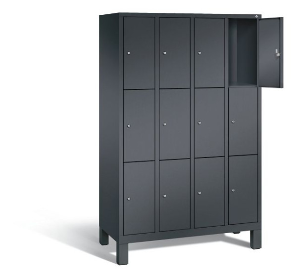 C+P lockerkast Evolo, H1850xB1190xD500mm, kleur: zwart-grijs, 48010-403 S10011