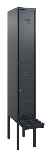 C+P dubbeldekskast Classic PLUS, 2120x300x815mm, 7016/7016, cilindersloten, met basisframe en zwevende zitting, 0803407-10 S10027
