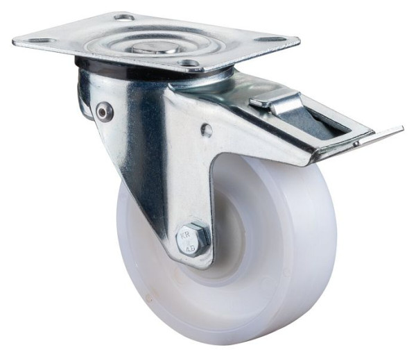 BS Castors Zwenkwiel met rem, kunststof wiel, kogellager met lastafhankelijke draaivastheid 360°, verpakking: 2 stuks, L320.B15.100