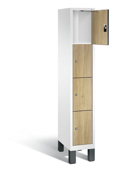 C+P lockerkast Evolo, H1850xB320xD500mm, kleur: verkeerswit / decor eiken Sereno, 48010-104 S10118
