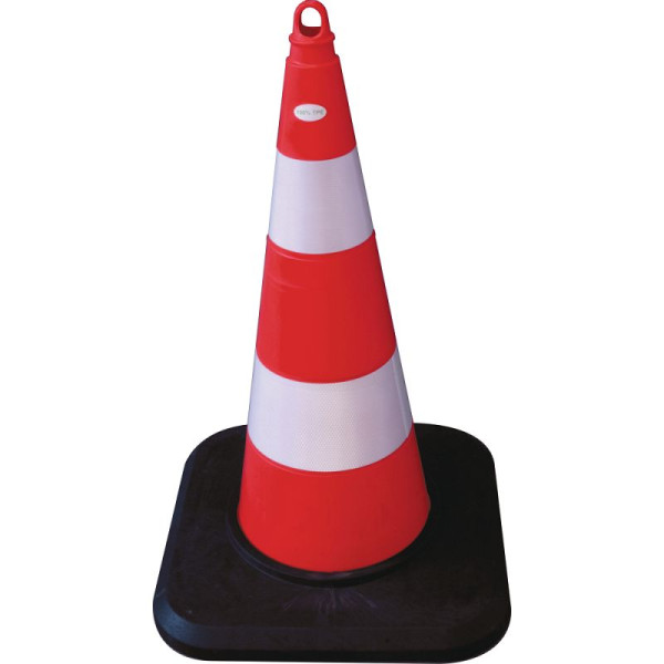 Stein HGS HGS verkeerskegel van zacht PVC, universeel oog, zwarte basis, hoogte: 750 mm retroreflecterend, 2 strips/5,6 kg, 12396