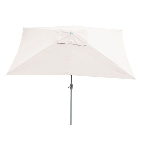 Mendler parasol N23, tuinparasol, 2x3m rechthoekig, kantelbaar, polyester/aluminium 4,5kg, creme, 17308