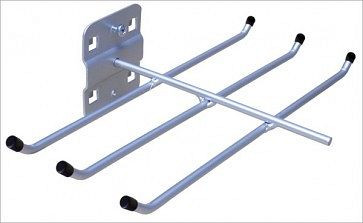 ADB gereedschapshouder, 6-voudig, 45° schuin, geschikt voor Euro-gaten (10x10 mm / 38x38 mm), Ø: 6mm, kleur: aluminium, RAL 9006, afmetingen LxB: 40 mm x 240 mm, 23154