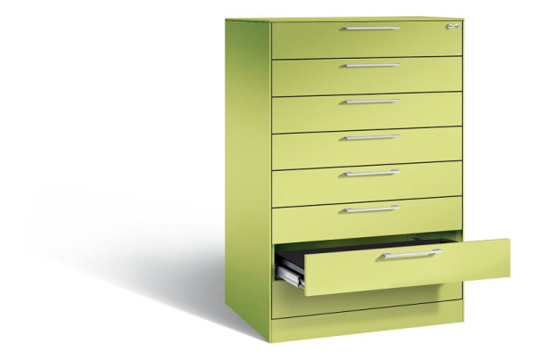 C+P ladekast Asisto, H1310xB800xD600mm, kleur: Viridin groen / Viridin groen, beugelgreep, 146223-800 S10017