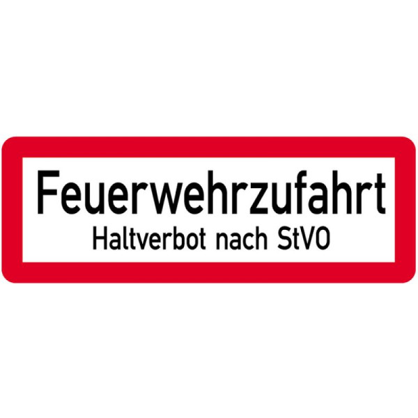 Steen HGS speciaal bord, brandweer toegang, niet stoppen volgens StVO, 597 x 210 mm, 14963