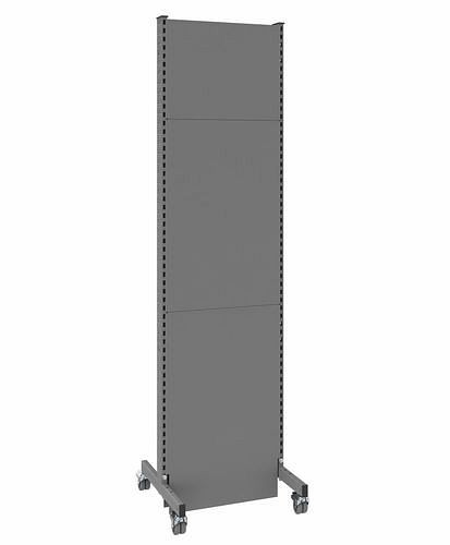 DENIOS mobiele akoestische scheidingswand, basisveld, B 625, H 2500 mm, tweezijdige akoestische geperforeerde plaat, grijs, 293071