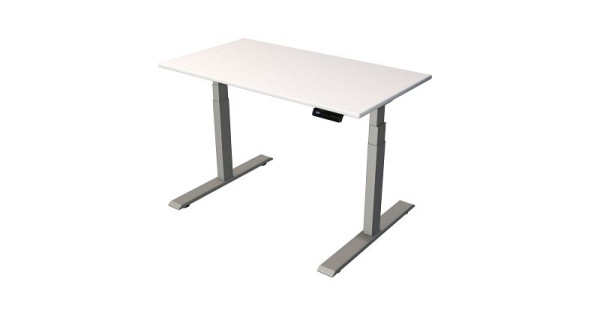 Kerkmann zit-statafel Thuiskantoor B 1200 x D 650 mm, elektrisch in hoogte verstelbaar van 630-1270 mm, wit/zilver (montage), 10188810