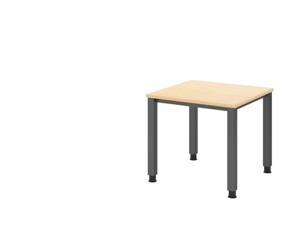 Hammerbacher bureau QS08, 80 x 80 cm, blad: esdoorn, 25 mm dik, 4-poots frame in grafiet (vergelijkbaar met RAL 7012), werkhoogte 68-83,5 cm, VQS08/3/G