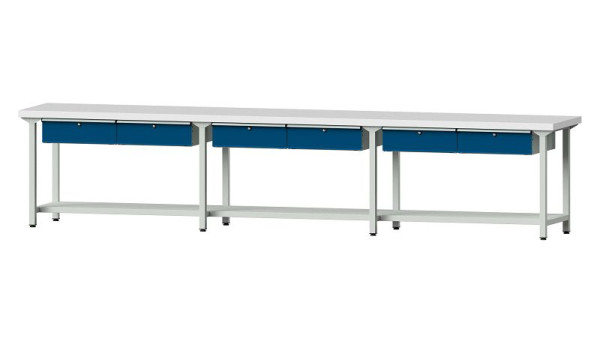 ANKE werkbanken werktafel, model 105, 4050 x 700 x 850 mm, RAL 7035/5010, KSP 50 mm, 400.522