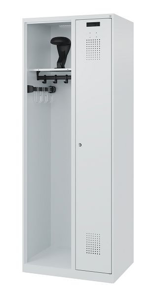 C+P brandweerkast Evolo, model KOMBI, 2 compartimenten, H1850B700T500 mm, lichtgrijs, helmhouder, 0494015-15 S10003
