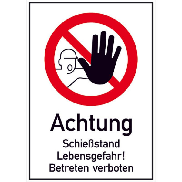 Stenen HGS combinatiebord, waarschuwing: schietbaan, levensgevaar! Geen toegang toegestaan, 51.5350