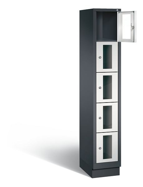C+P lockerkast Classic, H1800xB320xD500mm, kleur: zwartgrijs/lichtgrijs, 8020A105 S10010
