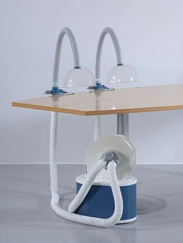 DENIOS AV 1000 afzuigventilator met filterelement, 2 afzuigarmen, incl. bolkap, 241-402