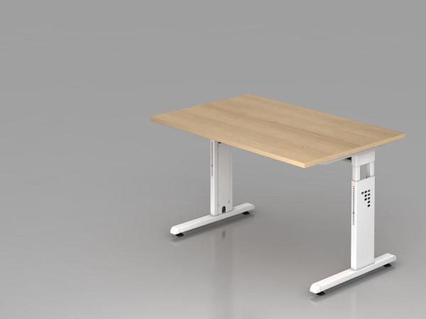 Hammerbacher bureau C-poot 120x80cm eiken/wit, werkhoogte 65-85 cm, VOS12/E/W