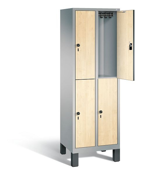 C+P locker 2-laags Evolo, H1850xW610xD500mm, kleur: wit aluminium / Donau esdoorn decor, 48310-20 S10426