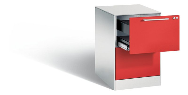 C+P hangarchiefkast Asisto, H710xB440xD600mm, kleur: lichtgrijs / vuurrood, beugelgreep, 146275-211 S10080