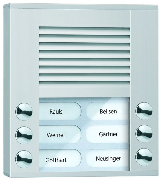 TCS audio buitenstation serie PES 6 belknoppen (rechts/links uitgelijnd), AP zilver, PES06-EN/04