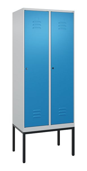 C+P luierkluis Classic PLUS met middenwand, frame, 2 vakken, 2120x800x500mm, 7035/5012, cilindersloten, 0800307-22F S10019