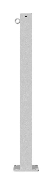 Schake afzetpaal stalen buis 70 x 70 mm stationair, voor deuvelbevestiging thermisch verzinkt / wit gecoat, met 1 oog, 470P/1