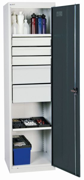 stumpff gereedschaps- en materiaalkast serie 2000, 7035/7016, 2 legborden, laden: 3 x 100, 2 x 200 mm, 2005671