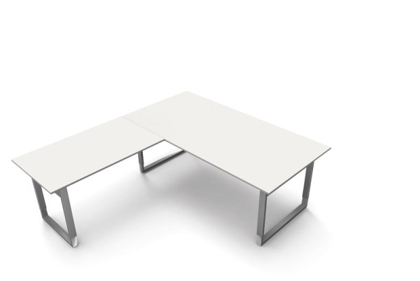 Kerkmann bureau extra groot / vergadertafel B 2000 x D 1000 x H 680-820 mm, vorm 5, kleur: wit, 11406810