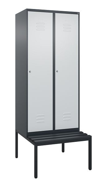 C+P luierkluis Classic PLUS met middenwand, 2 vakken, 2120x800x815mm, 7016/7035, cilindersloten, 0800507-22F S10028